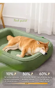 Detail view of thickened neck guard on a soft rectangular fleece dog bed