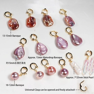 Baroque freshwater pearl pendants with 18K gold clip clasp in various shapes and sizes