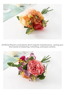Detailed comparison of pink and orange artificial bouquets with high-quality silk roses