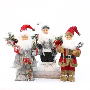 Three-piece Santa Claus figurine set in 12-inch snow boots for festive home decoration