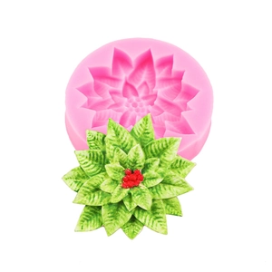 DIY silicone flower mold for crystal resin including a sample of red poinsettia craft