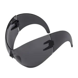 One Piece Shield Sunglasses Futuristic Y2K Oversized PC Frame UV Protection Trendy Wrap Around Eyewear