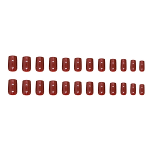 Deep cherry red cat eye false nails set with 24 pieces of glossy press-on nail patches