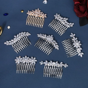 Set di pettini per capelli da sposa con zirconi scintillanti in oro e argento