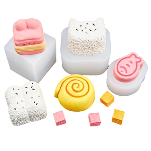 Silicone molds for DIY strawberry cake and sushi candles with finished resin crafts