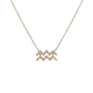 Collana segno zodiacale Acquario dorata con pendente in zircone su catena raffinata