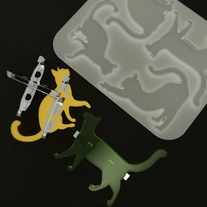 Detailed translucent silicone mold for DIY resin cat-shaped brooches and pins