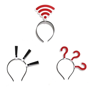 Three-piece fun headband set featuring WiFi symbol, exclamation mark and question mark