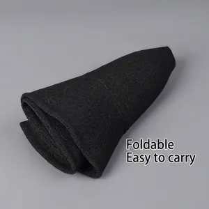 Elegant foldable black sun hat with fine ribbed knit and breathable summer design