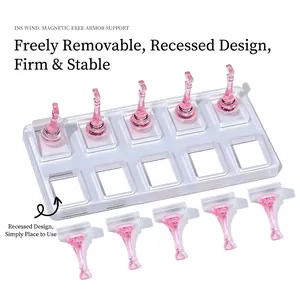 Acrylic nail art display stand with transparent base and pink resin practice holders