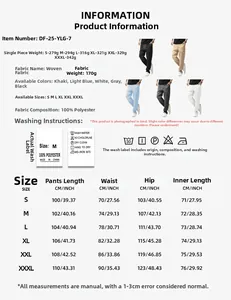 Detailed sizing chart for men's straight casual pants including waist and length measurements