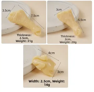 Detailed size comparison of PVC artificial chicken leg models and whole chicken mini toys