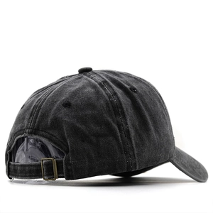Casquette de baseball en coton noir délavé vintage avec broderie NYC et boucle réglable