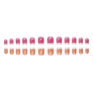 24-piece press-on nails featuring peach blush gradient and French tip styles in short round shape