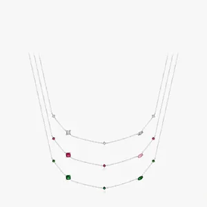 Geometric Zircon Clavicle Necklace 925 Sterling Silver Dainty Chain Multi Shape Gemstone Elegant Jewelry For Women
