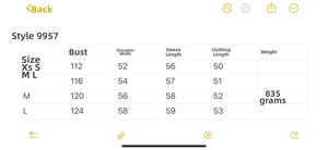Tableau des tailles pour veste courte en simili cuir pour femme avec mesures XS à L