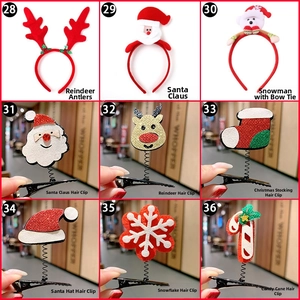 Detailed close-up showing festive Christmas headbands and Santa spring hair clips for kids