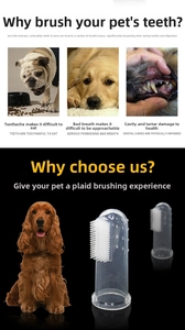 Detail of soft silicone pet finger toothbrush showing dual-sided bristles for cat and dog dental care