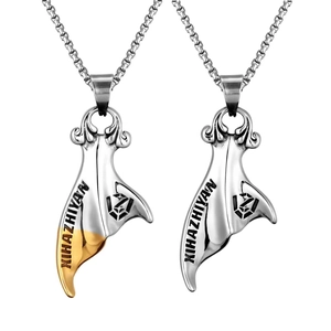 Whale Tail Pendant Necklace Stainless Steel Titanium Hip Hop Jewelry Minimalist Retro Ocean Style For Men Women Couples