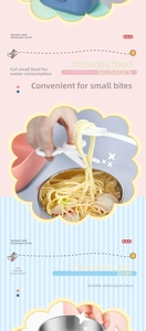 Detail of 316 stainless steel baby food bowl liner and handy portable food scissors
