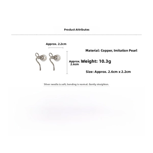 Detailed size and weight specs for 14K gold plated bow earrings with faux pearls