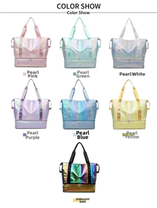 Detailed color selection for large travel bag featuring dry-wet separation and foldable base