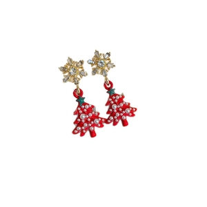 Christmas tree tassel earrings with snowflake studs and sparkling crystal accents