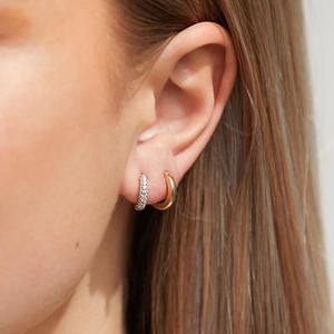 Elegant S925 sterling silver U-shaped hoop earrings with sparkling pave zircon stones