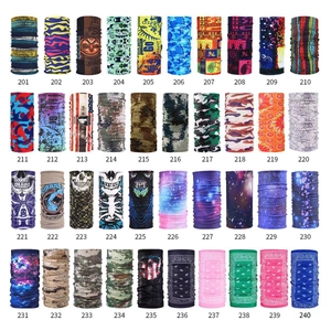 Matrix display of 40 varied patterns for seamless outdoor neck gaiters and headwear