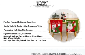 Detailed view of Christmas chair covers with Santa and snowman embroidery for festive decor