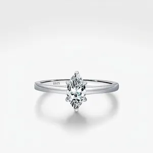 Marquise Moissanite Ring 925 Sterling Silver Elegant Solitaire Jewelry For Women Sparkling Classic Luxury
