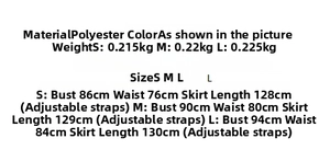 Detailed size chart for the floral maxi dress showing bust and waist measurements