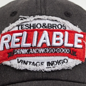 Vintage washed cotton baseball cap with distressed Reliable patch and 3D embroidery