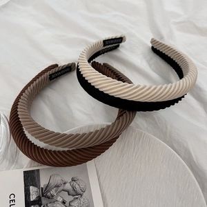 Maillard style braided fabric headbands in beige, black, khaki, and dark brown set of 4