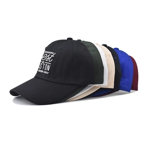 Multiple Boston embroidered cotton baseball caps in seven colors with curved brim