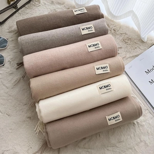 Solid Color Long Scarf Cashmere Feel Tassel Shawl Wrap Soft Warm Winter Neck Warmer For Women And Men