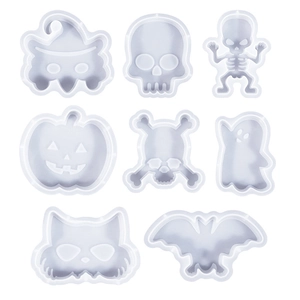 8-piece set of translucent silicone Halloween molds for skull pumpkin and ghost candles