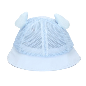 Light blue infant sun hat with mesh fabric and cute soft decorative 3D ears