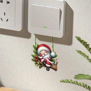Cute Santa Claus sitting on a vine branch Christmas wall sticker for bedroom decoration