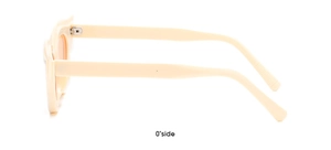 Detailed side profile view of cat eye sunglasses showing the hinge and temple curve
