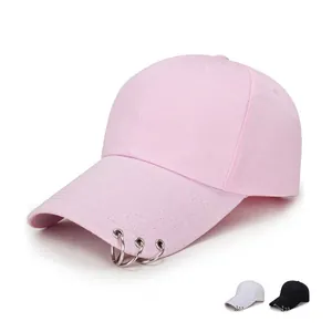 Baseball Cap Cotton Polyester Adjustable Metal Rings Punk Streetwear Sun Hat For Men Women