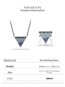 Tabella dei parametri dettagliata per set di gioielli geometrici in argento S925