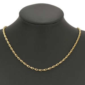 Golden stainless steel bow knot cable chain necklace displayed on a black neck mannequin
