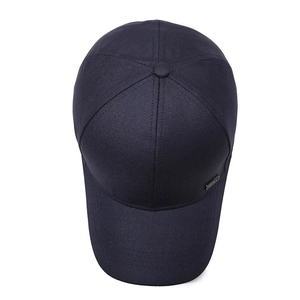 Classic dark blue cotton baseball cap for men with a metallic side plate and adjustable brim