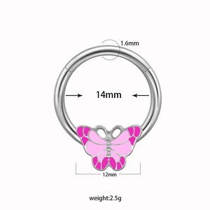 Bijou de piercing téton en acier inoxydable avec motif papillon rose élégant