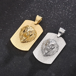 Pendentif Tête De Lion En Acier Inoxydable Avec Yeux En Strass Hip Hop Bijou Streetwear Pour Hommes