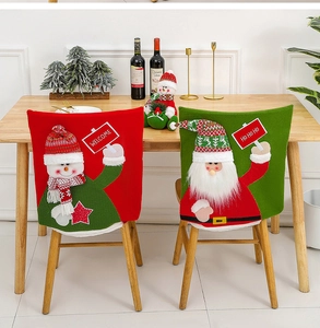 Detailed knit Christmas chair covers featuring 3D Santa and Snowman embroidery designs