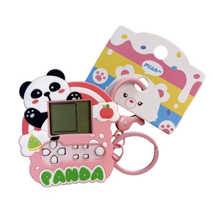 Schattige roze panda mini elektronische Tetris spelcomputer sleutelhanger voor tassen