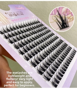 Détail macro de faux cils denses en fibres synthétiques noires naturelles en grappes