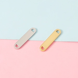 Stainless Steel Blank Bar Pendant Double Hole Long Strip Connector Mirror Polished Engravable Jewelry Findings
